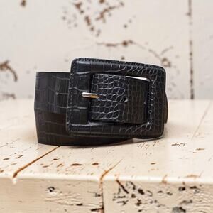 Textured Black Belt Wide Buckle S/M 38"